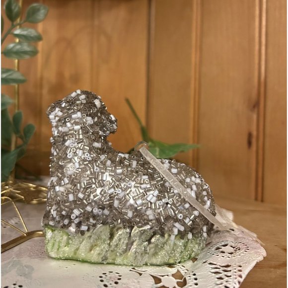 Vintage Bethany Lowe Mercury Glass Collection Beaded Sheep Ornament - Picture 2 of 5